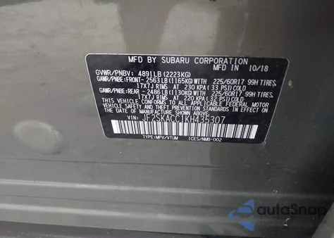 2019 Subaru Forester from USA, damaged, VIN JF2SKACC1KH435307
